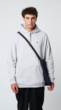 LIGHT GREY MELANGE PATCH HOODIE