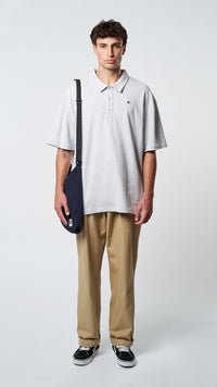 LIGHT GREY MELANGE PATCH POLO