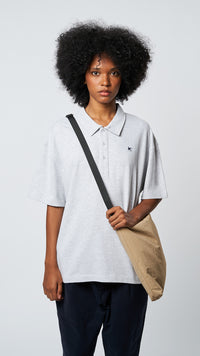 LIGHT GREY MELANGE PATCH POLO