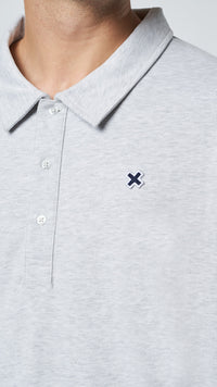 LIGHT GREY MELANGE PATCH POLO