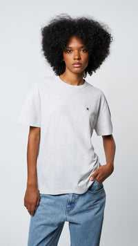 LIGHT GREY MELANGE PATCH TEE