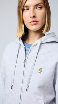 LIGHT GREY MELANGE BANANA FULL ZIP HOODIE